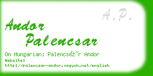 andor palencsar business card